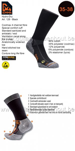 Emma - CHAUSSETTES HYDRO-DRY WORKING 128 / NOIR / 35-38