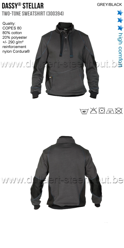 DASSY® Stellar (300394) Sweat-shirt bicolore gris/noir