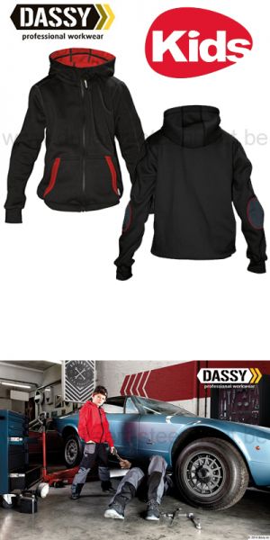 DASSY® Watson Kids (300391) Sweat-shirt à capuche - noir/rouge