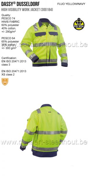 DASSY® Dusseldorf (300184) Veste haute visibilité - jaune fluo/marine