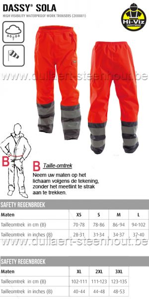 DASSY® Sola (200881) Pantalon de travail imperméable haute visibilité -rouge fluo/gris