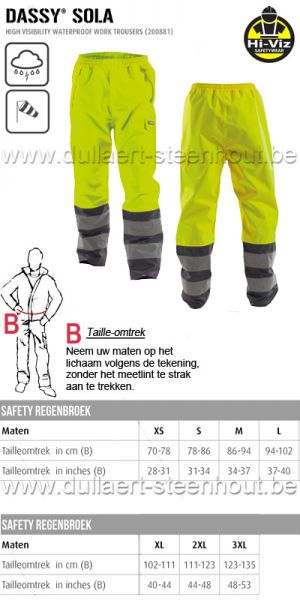 DASSY® Sola (200881) Pantalon de travail imperméable haute visibilité - jaune fluo/gris