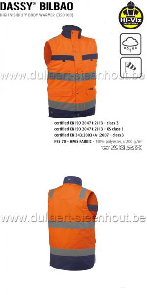 DASSY® Bilbao (350100) Gilet haute visibilité - orange fluo/marine