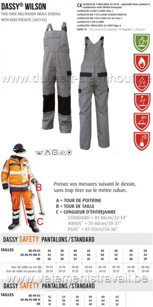 DASSY® Wilson (400143) Cotte à bretelles multinormes bicolore avec poches genoux