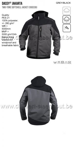 DASSY® Jakarta (300336) Veste softshell bicolore - gris/noir