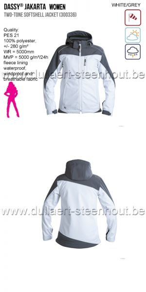 DASSY® Jakarta Women (300435) Veste softshell bicolore - blanc/gris