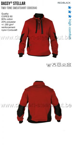 DASSY® Stellar (300394) Sweat-shirt bicolore - rouge/noir