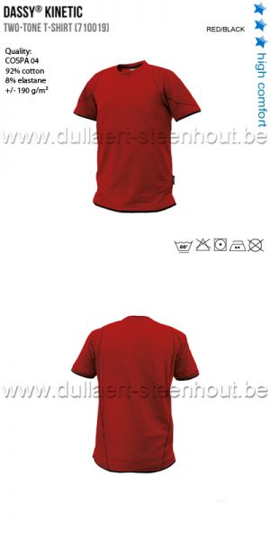 DASSY® Kinetic (710019) T-shirt bicolore - rouge / noir