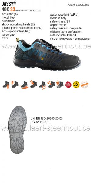 DASSY® Nox S3 (10011) Chaussure de sécurité tige basse - bleu/noir