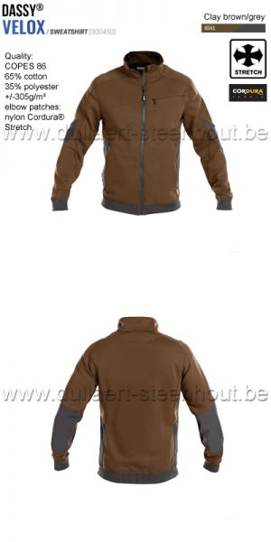 DASSY® Velox (300450) Sweat-shirt - brun/gris