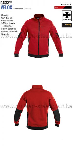 DASSY® Velox (300450) Sweat-shirt - rouge/noir