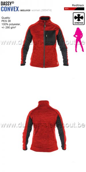 DASSY® Convex Women (300474) Veste intermediaire pour femmes - rouge/noir