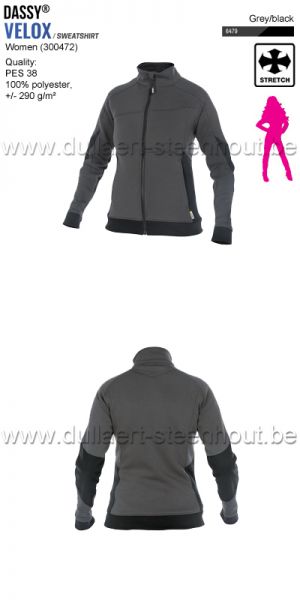 DASSY® Velox Women (300472) Sweat-shirt pour femmes - gris/noir