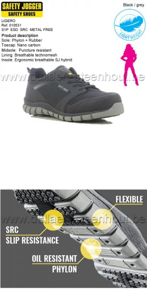 Safety Jogger - Chaussures de sécurité  femmes LIGERO  S1P  - noir