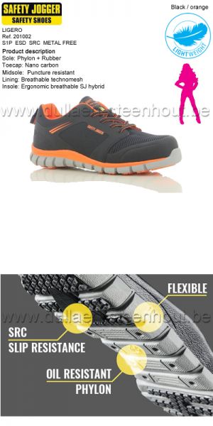 Safety Jogger - Chaussures de sécurité  femmes LIGERO  S1P  - noir/orange