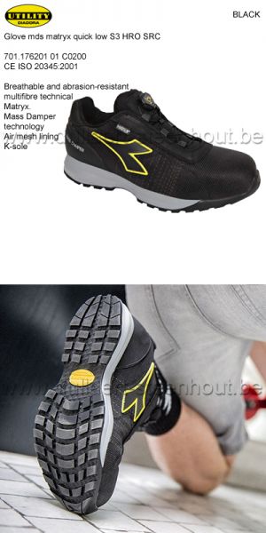 Diadora Utility - Chaussures de sécurité GLOVE MDS MATRYX QUICK LOW S3 HRO SRC 