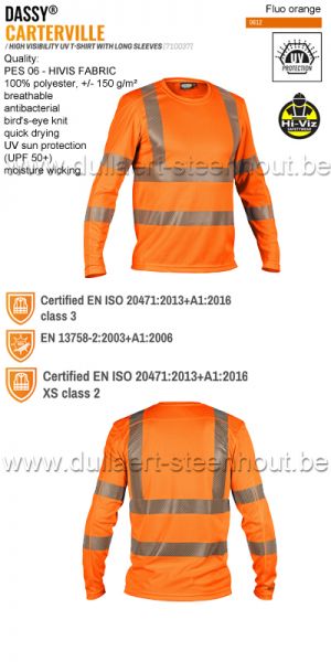 DASSY® Carterville (710037) T-shirt haute visibilité UV manches longues - orange fluo