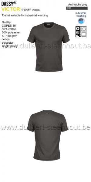 DASSY® Victor (710038) T-shirt adapté au lavage industriel - gris anthracite