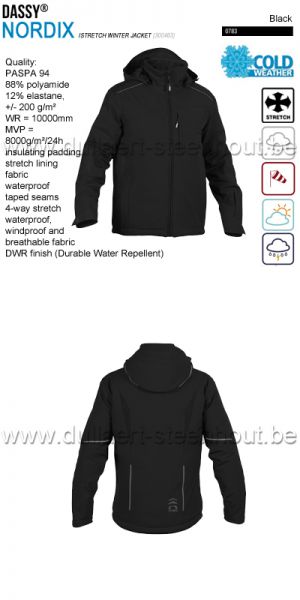 DASSY® Nordix (300463) Veste hiver stretch - noir