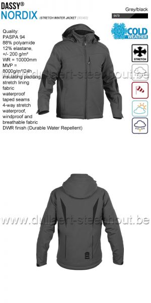 DASSY® Nordix (300463) Veste hiver stretch - gris