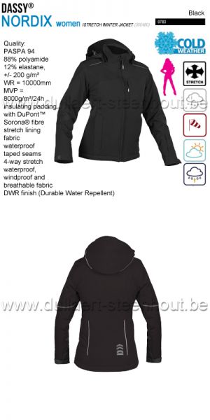DASSY® Nordix Women (300480) Veste hiver stretch pour femmes - noir
