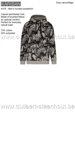 Kariban K476 - Sweat-shirt capuche homme - Grey camouflage
