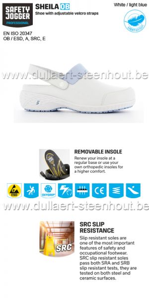 Safety Jogger SHEILA OB Chaussure à bandes velcro réglables - blanc/bleu