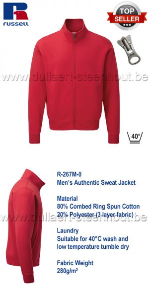 Russell - Men Authentic Sweat Jacket 267 - Red 