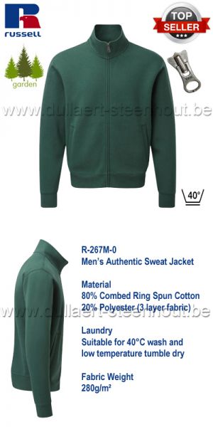 Russell - Men Authentic Sweat Jacket 267 - Bottle green