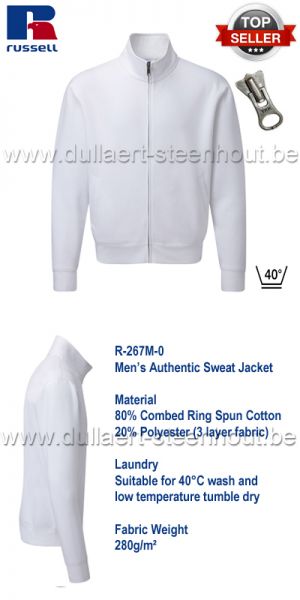 Russell - Men Authentic Sweat Jacket 267 - White