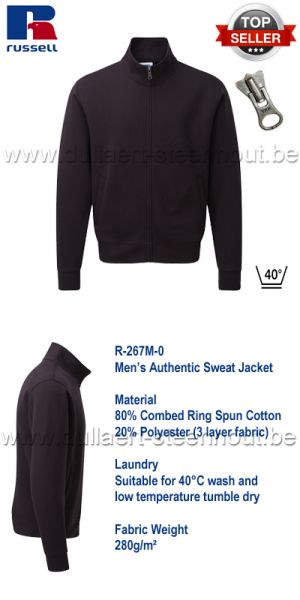 Russell - Men Authentic Sweat Jacket 267 - Black