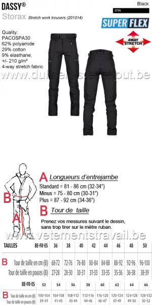 DASSY® Storax (201014) Pantalon de travail stretch - Noir