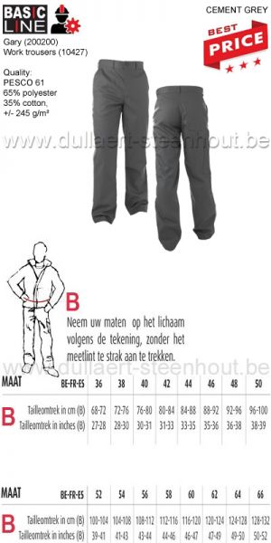BASIC LINE Gary (200200) Pantalon de travail (10427) - GRIS CIMENT