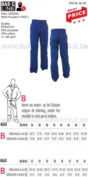 BASIC LINE Gary (200200)  Pantalon de travail (10427) - BLEU ROI
