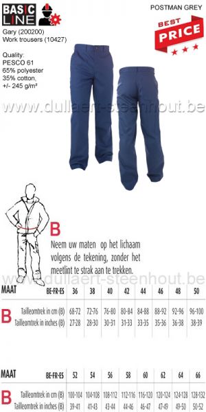  BASIC LINE Gary (200200) Pantalon de travail (10427) - GRIS POSTALE