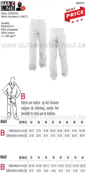  BASIC LINE Gary (200200) Pantalon de travail (10427) - BLANC