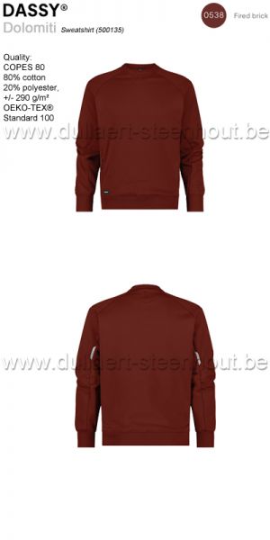 DASSY® Dolomiti (500135) Sweat-shirt - ROUGE BRIQUE