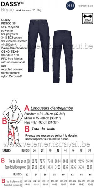 DASSY® Bryce (201130) Pantalon de travail - BLEU NUIT