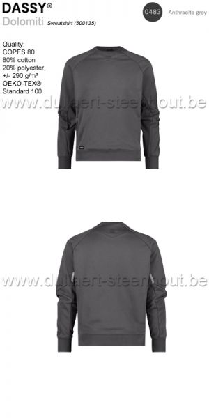 DASSY® Dolomiti (500135) Sweat-shirt - GRIS ANTHRACITE