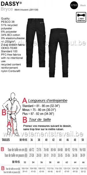 DASSY® Bryce (201130) Pantalon de travail - NOIR