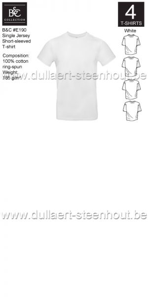 3XL / 4XL / 5XL PROMOPACK B&C E190 - 4 T-shirts / WHITE