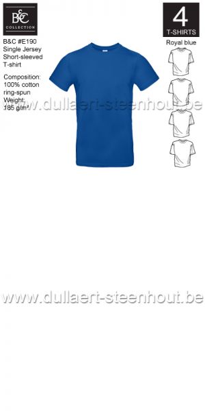 3XL / 4XL / 5XL PROMOPACK B&C E190 - 4 T-shirts / ROYAL BLUE