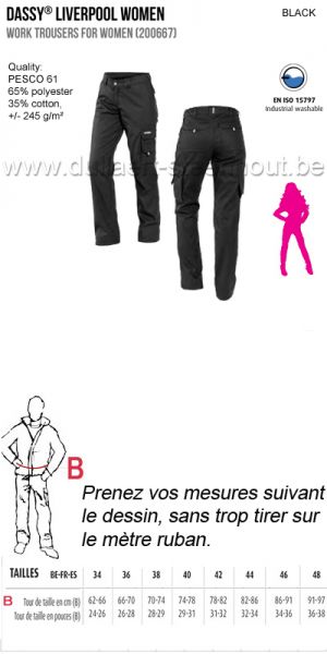 Dassy Liverpool - Pantalon de travail pour femme / noir