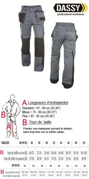 Dassy - Seattle Pantalon de travail gris multi-poches bicolore avec poches genoux