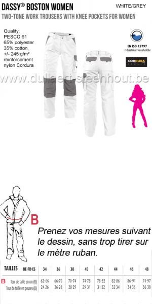 DASSY® Boston Women (200669) Pantalon de travail pour femmes - blanc/gris