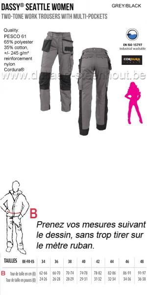 Seattle Women (200668) Pantalon multi-poches - Pantalon de travail Femme