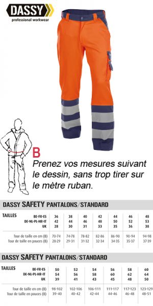 Dassy - Lancaster (200612) Pantalon haute visibilité 290 - orange fluo/marine