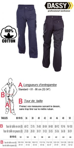 Dassy - Miami 100% coton (200536) Pantalon de travail avec poches genoux - bleu marine