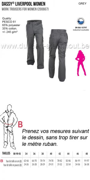Dassy Liverpool - Pantalon de travail pour femme / gris
