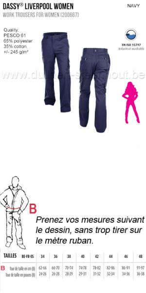 Dassy Liverpool - Pantalon de travail pour femme / bleu marine